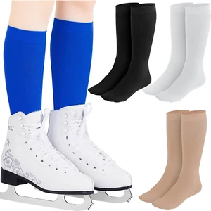 4 pares de calcetines de patinaje de figuras medias altas calcetines de patinaje calcetines de patinaje sobre hielo calcetines de nailon ska - Imagen 1 de 12