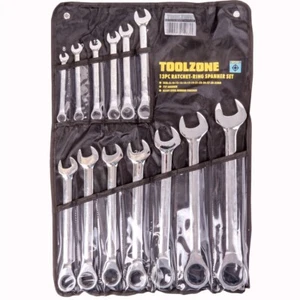 Professional 13Pc RATCHET SPANNER SET Gear Action Hand Tools 8mm-32mm WITH CASE - Picture 1 of 4