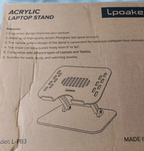Acrylic Adjustable Laptop Stand Ergonomic Riser | 360° Rotating 10-15.6" Laptops - Picture 1 of 3