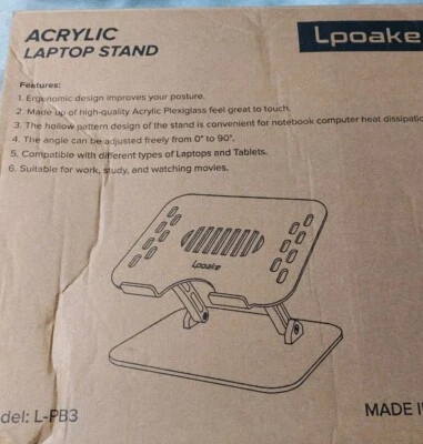 Acrylic Adjustable Laptop Stand Ergonomic Riser | 360° Rotating 10-15.6" Laptops - Image 1 of 3