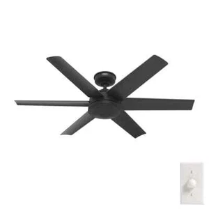 Jetty 52 in. Outdoor Matte Black Ceiling Fan with Wall Control Included For Pati - Picture 1 of 7