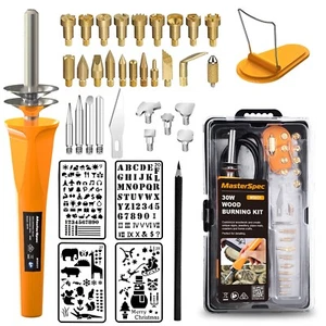 37PC 30W Wood Burning Set Electric Soldering Iron Kit Iron Burner Hobby Kit - Picture 1 of 12