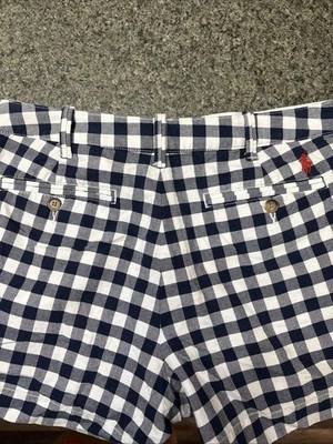 Lauren Ralph Lauren Mujer Azul Blanco Cuadros Pantalones Cortos Talla 8  Foto 1 de 2
