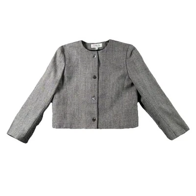 Chaqueta de lana Talbots para mujer 8 PETITE David Brooks negra blanca a cuadros carrera oficina Foto 1 de 4