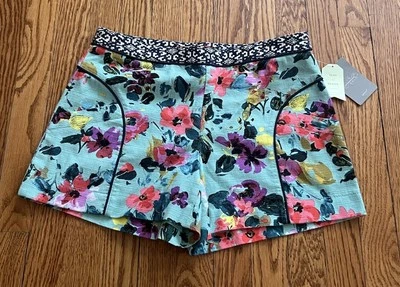 Шорты с цветочным узором ANTHROPOLOGIE CARTONNIER Skyflower на боковой молнии размер 6 - Изображение 1 из 4