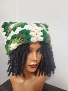 Cappello gatto dreadlock quadrato nonna fatto a mano all'uncinetto - Foto 1 di 14