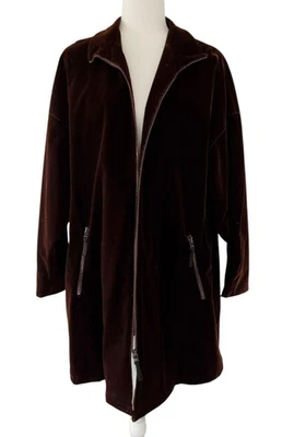 Abrigo Hilary Radley Vintage Marrón Terciopelo Cremallera Frontal Para Mujer Talla 6, Hecho en Canadá Foto 1 de 4