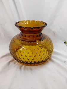 Vintage 7" Monteur bernsteinfarben Nagellack Hurricane Öl oder elektrischer Glas Lampenschirm - Bild 1 von 11