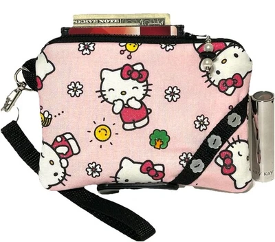 Hello Kitty ручной работы деньги монета-ID-CreditCard кошелек с ремешком сумочки мешок - Изображение 1 из 4