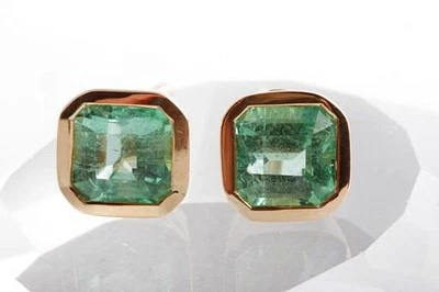 Smaragd Ohrringe Ohrstecker 1,31ct 750 Gelb Gold Länge 0,7cm Neu! Kolumbien . - Bild 1 von 4