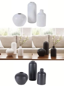 Jarrones de gres artesanales VCNY NUEVOS EN CAJA, juego de 3 elección de negro/blanco 1796133 - Imagen 1 de 25