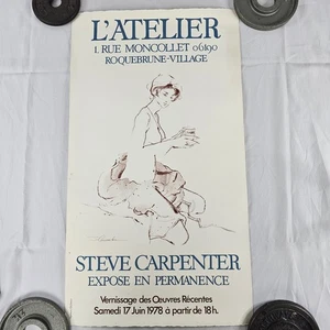 Vintage Kunst Ausstellung Poster Steve Carpenter im L'Atelier in Frankreich 1978 LESEN⬇ - Bild 1 von 16