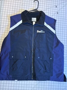 FedEx STAN HERMAN Navy Blue Purple Reflective Uniform VEST Mens XXL Regular - Picture 1 of 10