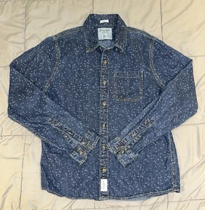Abercrombie & Fitch Shirt Mens Size 2XL Patterned Denim Muscle Fit 90s Y2K Style - Picture 1 of 15