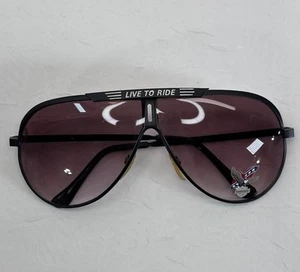 Gafas de sol vintage de los 90 "Vive para montar" aviador motociclista marco de metal negro usadas en excelente estado - Imagen 1 de 5