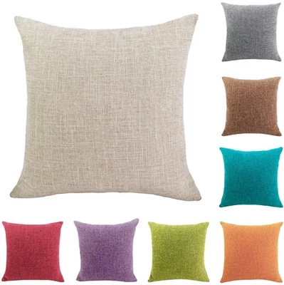 UK 12"-28" Cotton Linen Large Cushion Cover Throw Pillow Case Sofa Home Decor - Image 1 of 4