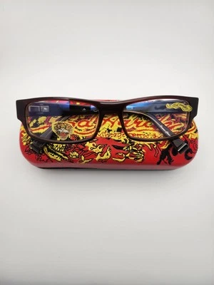 Monturas de gafas negras ED HARDY EHO701 EH701 55 mm y estuche rígido usado de colección Foto 1 de 4