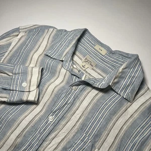 J. Crew x Baird McNutt Men’s L Irish Linen Striped Long Sleeve Button Down Blue - Picture 1 of 7