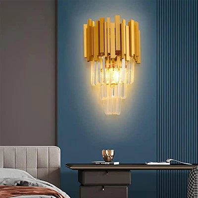 Lampada Da Parete in Cristallo, E14 Applique Da Parete in Cristallo, Lampada Da  - Immagine 1 di 4