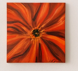 Pintura Original Firmada Sobre Lienzo Abstracto Pintado a Mano Flor Colgante de Pared 5X5 - Imagen 1 de 9