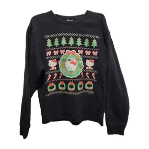 Hello Kitty Weihnachten Sweatshirt Erwachsene Medium Urlaub Sanrio schwarz pink - Bild 1 von 4