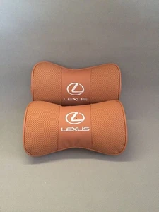 LEXUS Cuscino Collo Ricamato Set di 2 Cuscini Linea Marrone Giappone Nuovo da JP - Foto 1 di 3