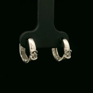 (MA5) 10K White Gold Diamond Earrings .04 ctw 2.3 Grams Total 14.16 mm - Picture 1 of 5