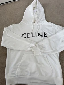 100% Authentic Celine Logo Print Cotton Jersey Hoodie - Picture 1 of 10