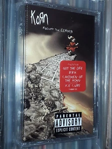 KORN FOLLOW THE LEADER CASSETTE TAPE USA EDITION 1998 HYPE STICKER SEALED METAL - Picture 1 of 4