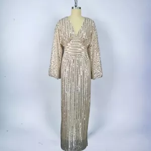 LANGES KLEID mit PAILLETTEN und mit PUFFÄRMELN, Gr. L - Bild 1 von 2