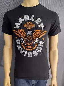 T-Shirt Harley Davidson Orlando Nero Cotone Arancione Grafica SS Adulto Small - Foto 1 di 6