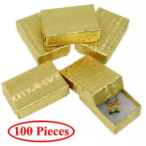 Cotton Filled Gift Box Fancy Gold Foil Jewelry Boxes Cardboard Display 100 Pcs - Picture 1 of 6