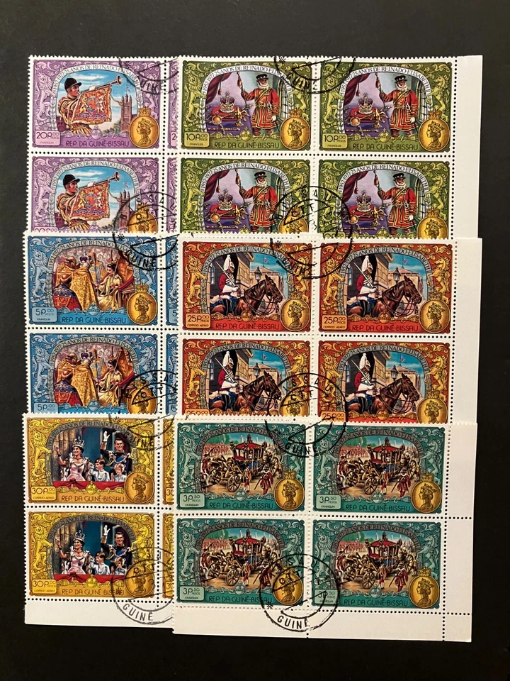 Guinea Bissau 1977 - 25 Years of Elizabeth's II Reign stamps set block four CTO - Image 1 of 1