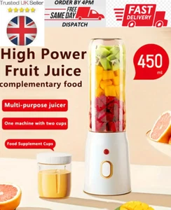 Mini licuadora portátil 450 ml USB recargable exprimidor taza botella batidora - Imagen 1 de 11