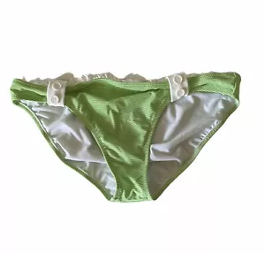Slip bikini donna Jessica Simpson XL verde bianco righe dettagli bottoni pizzo - Foto 1 di 7