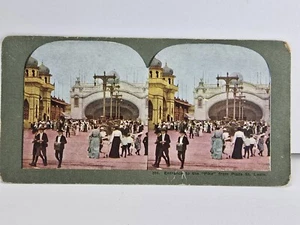 Stereoview Card Entrance to the Pike from Plaza St. Louis World's - Picture 1 of 3
