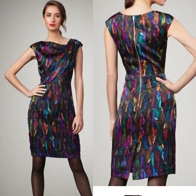 Vestido MILLY Multicolor Pluma Sin Mangas Talla 0 xs Negro Foto 1 de 4