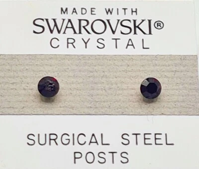 Dark Red Circle Round Earrings 3mm Crystal Small Made with Swarovski Elements - Image 1 of 2