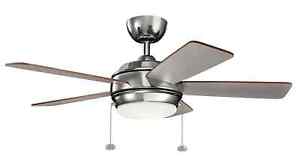 Kichler 330171PN - Starkk 42 Outdoor 5 Blade LED Ceiling Fan - Polished Nickel