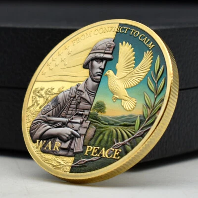 战争与和平镀金纪念币希望与复兴工艺礼品奖章 — 第 1/4 张图片