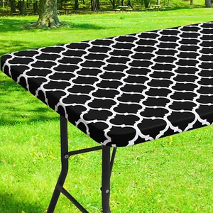 Rectangle Picnic Table Cover, Waterproof Elastic Fitted Camping Tablecloths for - Picture 1 of 12