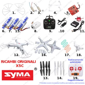 Ricambi DRONE SYMA X5C eliche batterie caricatore usb camera motori radiocomando - Imagen 1 de 3