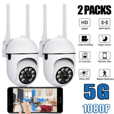 2 Pack Wireless 5G WiFi Security Camera System Smart Outdoor Night Vision 1080P - Image 1 of 4