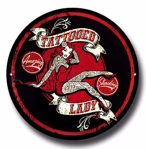 LETRERO DE METAL SEÑORA TATUADO, VINTAGE, TATUAJE, VIEJA ESCUELA, DECORACIÓN, PÓSTER, SALÓN DE TATUAJES - Imagen 1 de 1