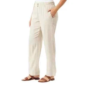 Briggs Womens' Ladies' Linen Blend Elastic Waist Casual Wide Leg Pant 2 - Picture 1 of 7