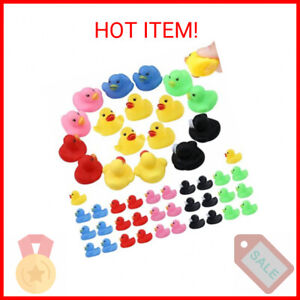 50 Pack Multicolor Mini Rubber Ducky Float Ducks Baby Bath Toy, Great for Jeep D