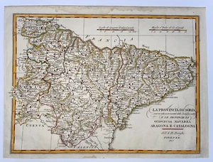 CATALONIA SPAIN 1817 A.B. BORGHI ANTIQUE ENGRAVED MAP 19TH CENTURY - Picture 1 of 7