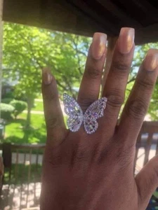 Butterfly adjustable ring with stones - Picture 1 of 1