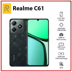 Realme C61 6GB+128GB GREEN Global Ver. Dual SIM Unlocked Android Mobile Phone AU - Picture 1 of 5