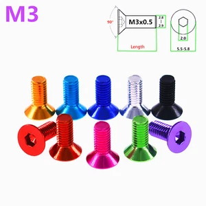 M3 Countersunk Head Allen Hexagon Screws Aluminum Alloy Anodized Socket Bolts - Picture 1 of 7